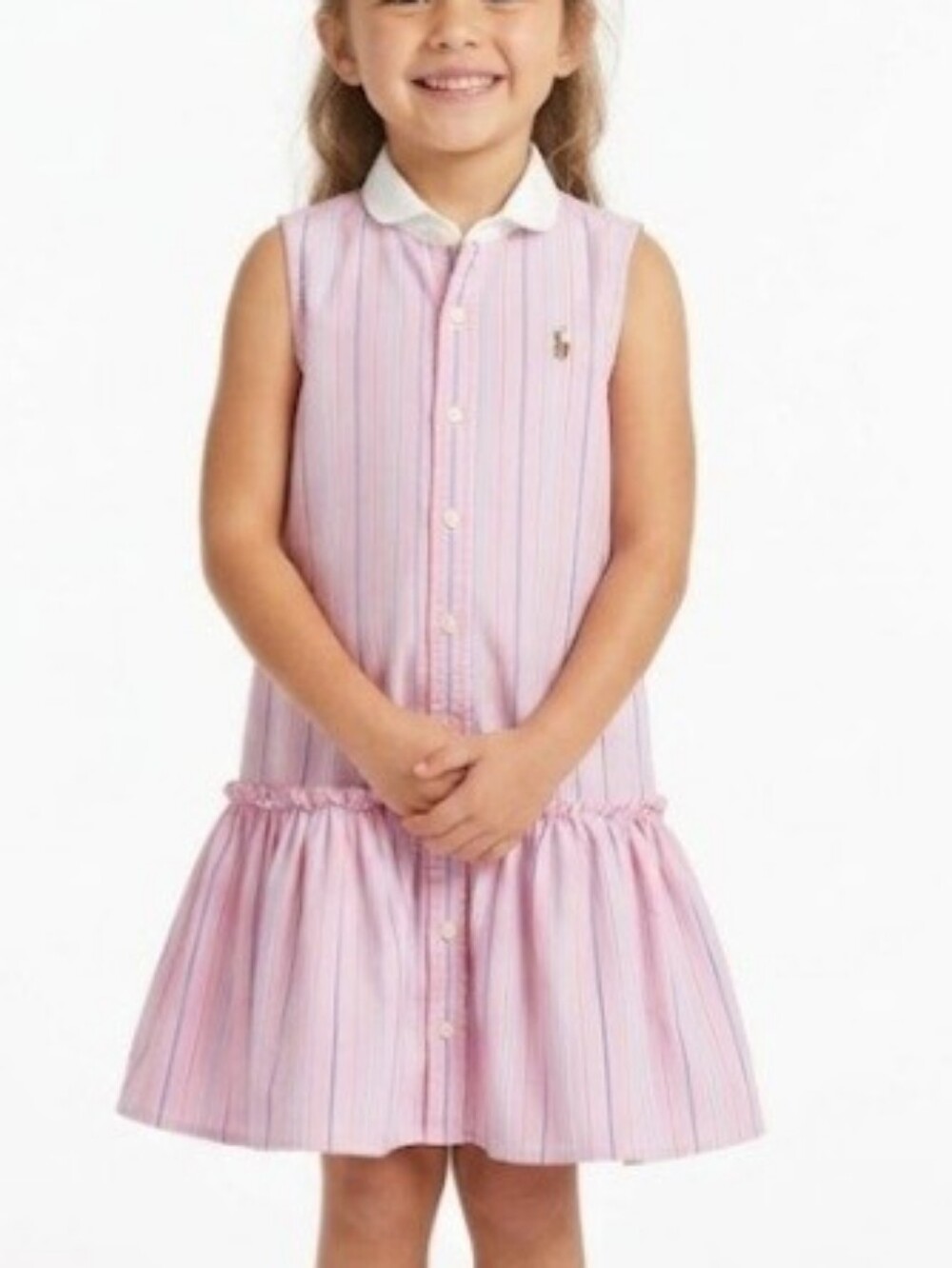 Ralph Lauren Pink Striped Dress Size 6 (Girl ) 100% Cotton